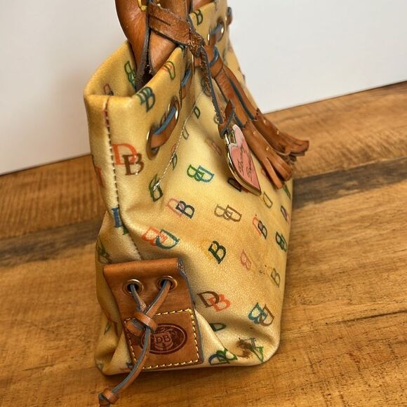 Vintage Dooney & Bourke Rainbow Heart Logo Y2K Canvas Leather Satchel - Picture 10 of 17